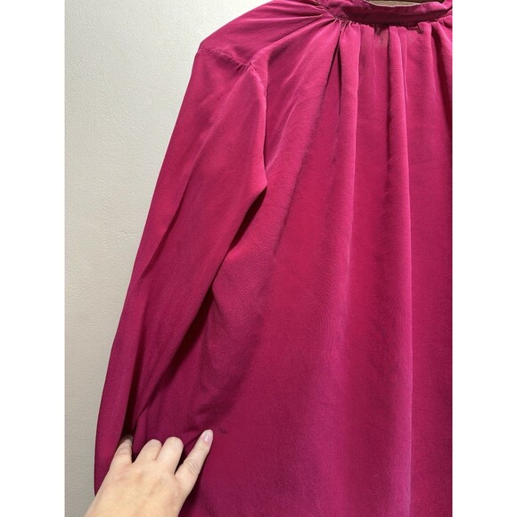 Vintage The Silk Farm 100% Silk Pink Long Sleeve Blouse‎ Size Large Office Work - Picture 4 of 7